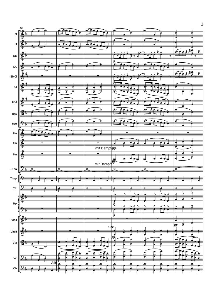 Page 3 of the piano sheet music PDF - Symphony No. 1 - 3rd movement, extract by Gustav Mahler