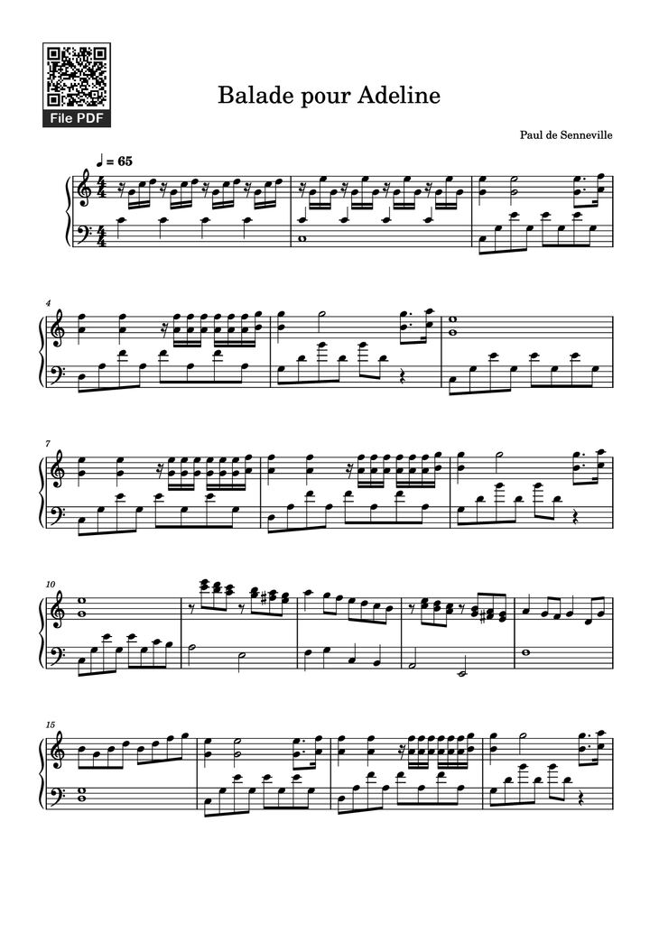 Page 1 of the piano sheet music PDF Piano - Balade pour Adeline Piano by Paul de Senneville