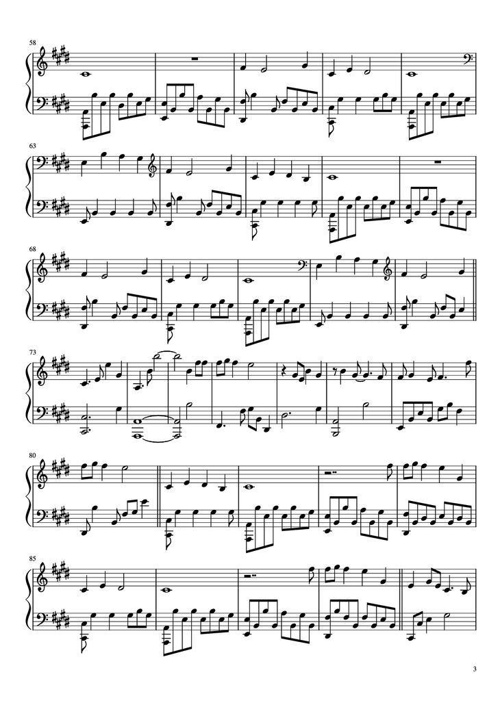 Page 3 of the piano sheet music PDF Piano - Lonely Day Piano by Jurrivh
