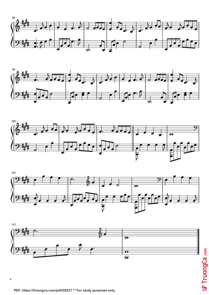 Page 4 of the piano sheet music PDF Piano - Lonely Day Piano by Jurrivh