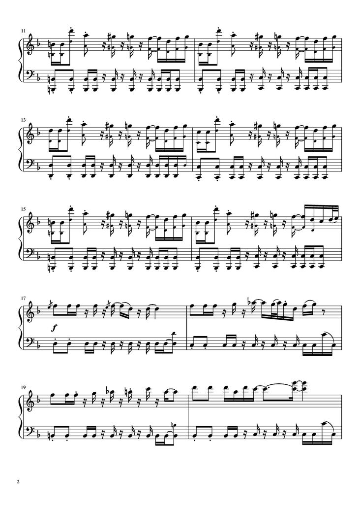 Page 2 of the piano sheet music PDF Piano - Undertale - Megalovania Piano by Composed by Toby Fox