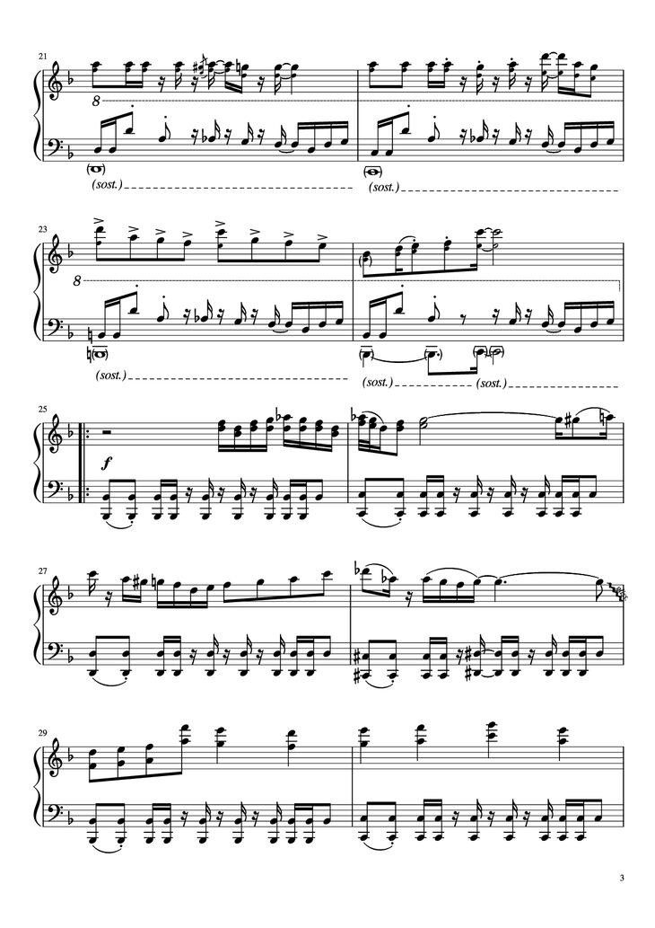 Page 3 of the piano sheet music PDF Piano - Undertale - Megalovania Piano by Composed by Toby Fox