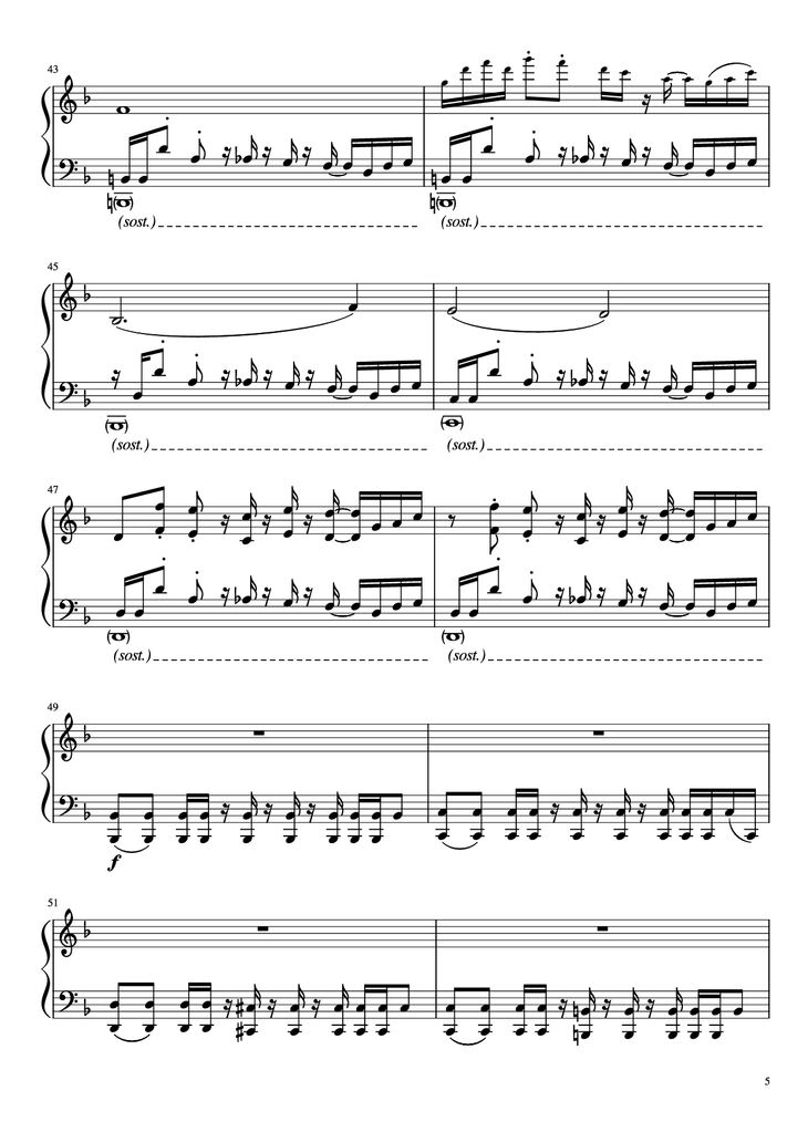 Page 5 of the piano sheet music PDF Piano - Undertale - Megalovania Piano by Composed by Toby Fox