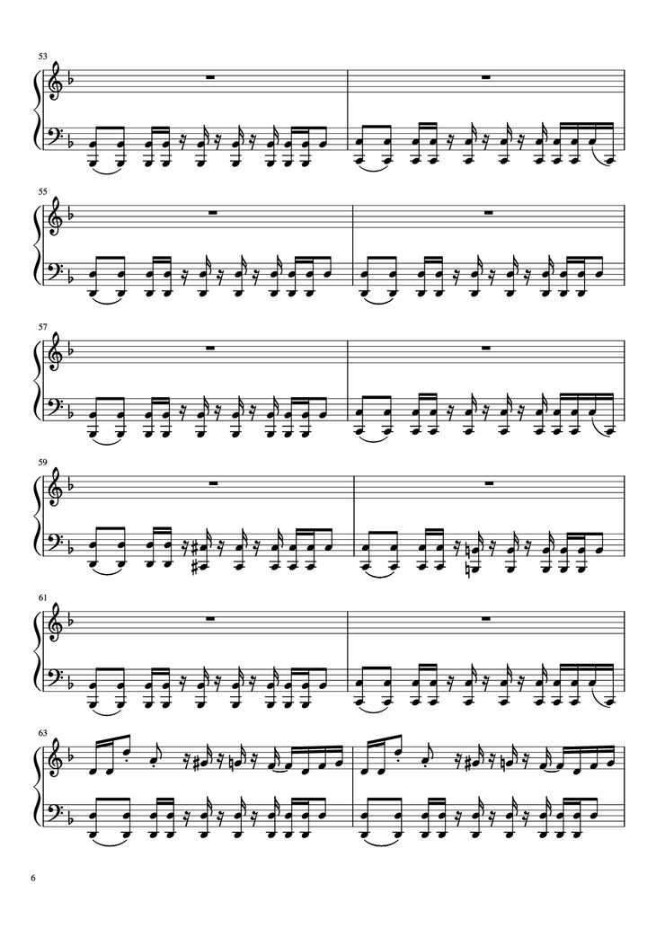 Page 6 of the piano sheet music PDF Piano - Undertale - Megalovania Piano by Composed by Toby Fox
