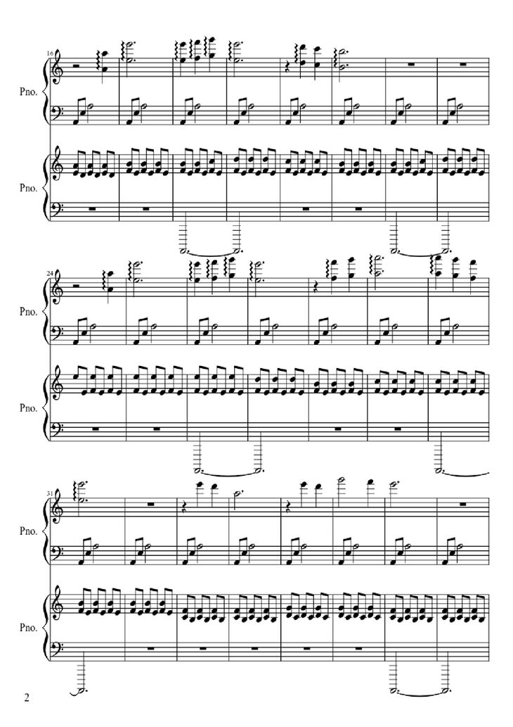 Page 2 of the piano sheet music PDF Piano - Gwyn, Lord of Cinder Piano by Composed by Motoi Sakuraba
