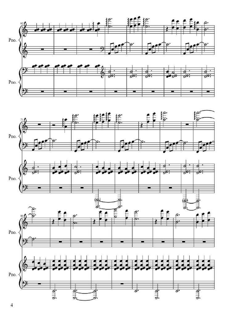 Page 4 of the piano sheet music PDF Piano - Gwyn, Lord of Cinder Piano by Composed by Motoi Sakuraba