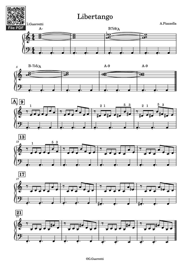 Page 1 of the piano sheet music PDF Piano - Libertango Piano Easy by Astor Piazzolla