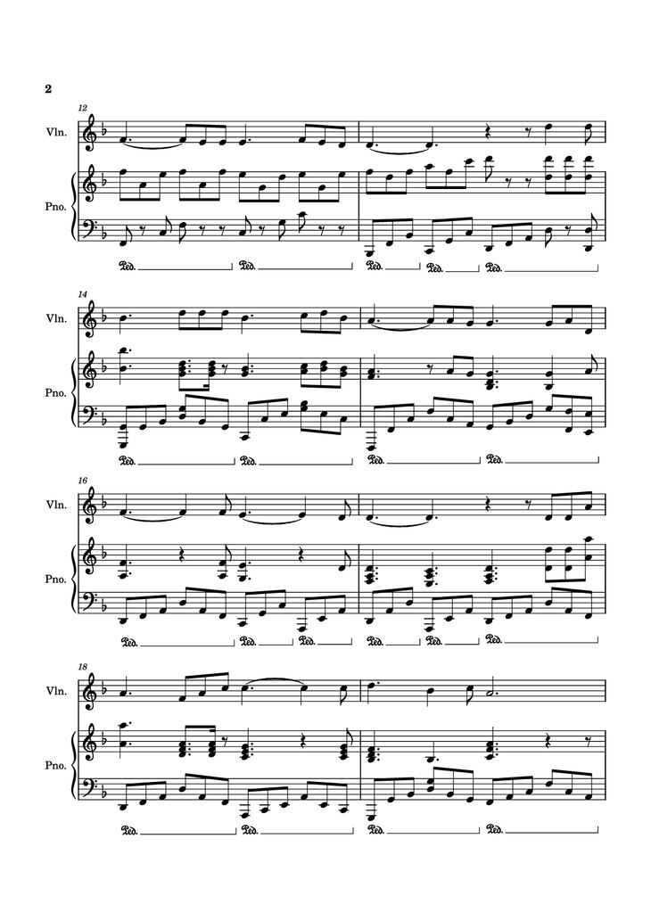 Page 2 of the piano sheet music PDF Piano - Nguyện Cầu Cho Nhau (đệm hát Piano Violin) by Phanxicô