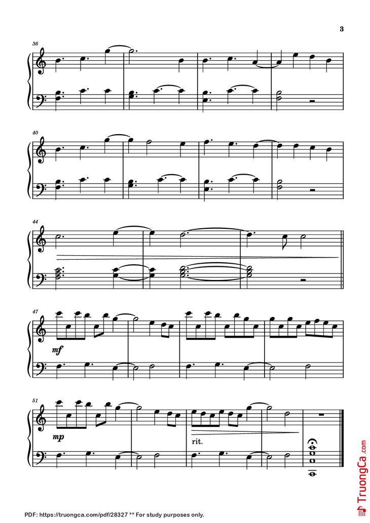 Page 3 of the piano sheet music PDF Piano - A Thousand Miles Piano by VANESSA CARLTON