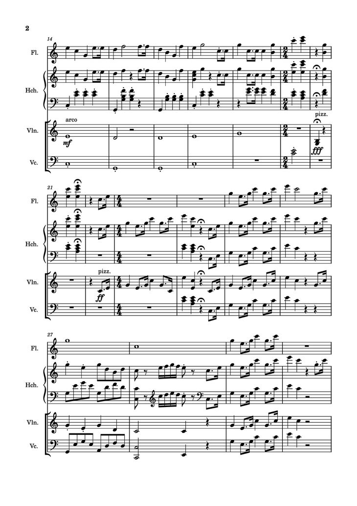 Page 2 of the piano sheet music PDF - March Violin by Mozart