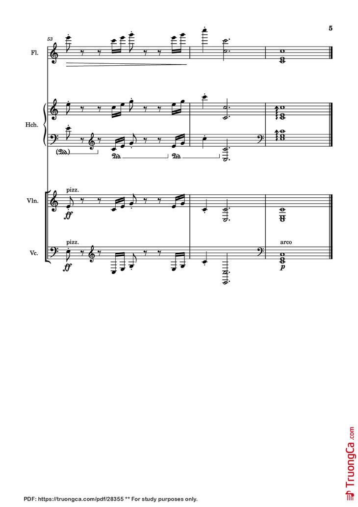 Page 5 of the piano sheet music PDF - March Violin by Mozart