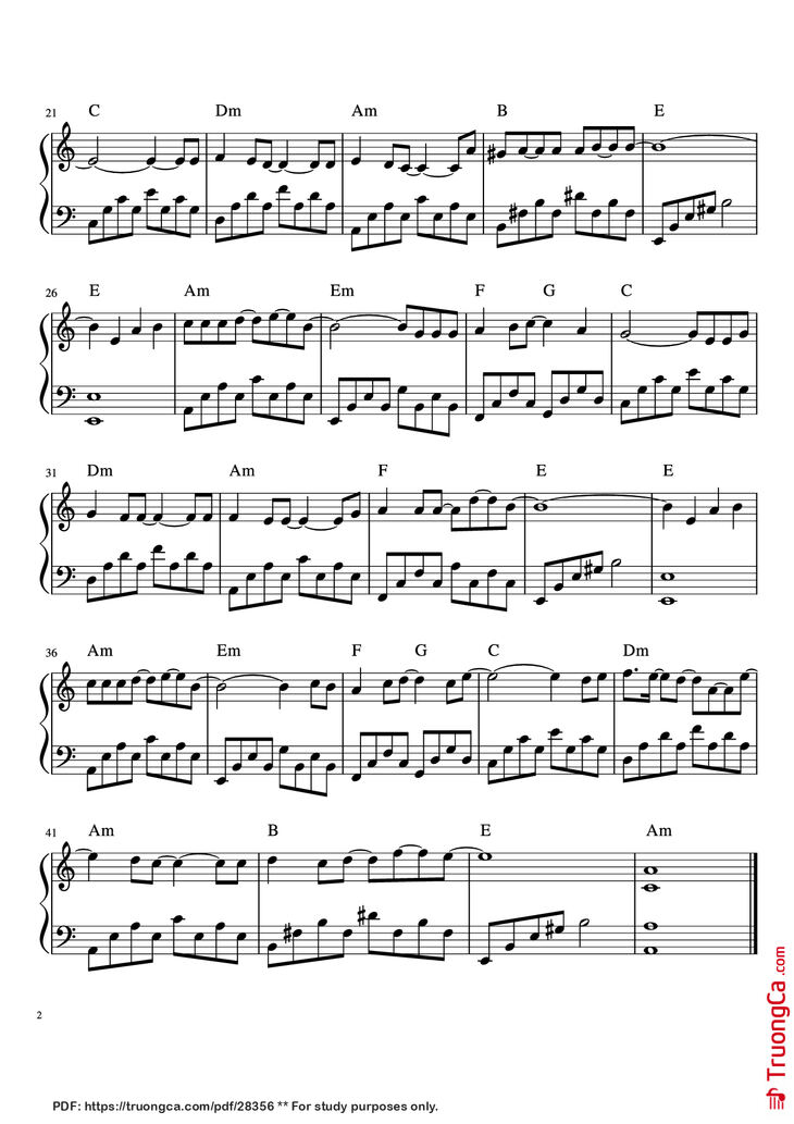 Page 2 of the piano sheet music PDF Piano - Đừng Như Thói Quen Piano by Dương Khắc Linh