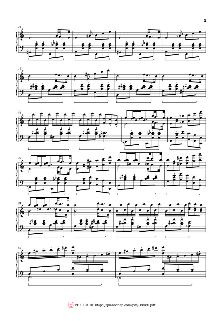 Page 3 of the piano sheet music PDF - Waltz from Masquerade Piano by Khachaturian Trio