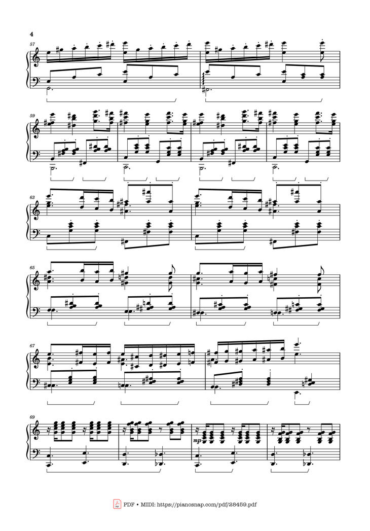Page 4 of the piano sheet music PDF - Waltz from Masquerade Piano by Khachaturian Trio