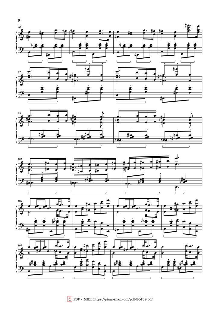Page 6 of the piano sheet music PDF - Waltz from Masquerade Piano by Khachaturian Trio