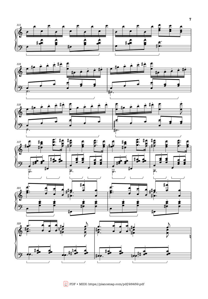 Page 7 of the piano sheet music PDF - Waltz from Masquerade Piano by Khachaturian Trio