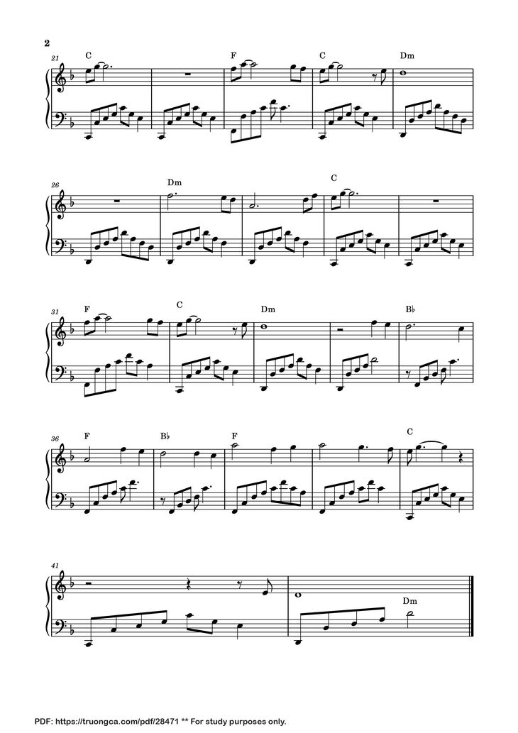 Page 2 of the piano sheet music PDF Piano - The Last of Mohicans Piano by Undefined