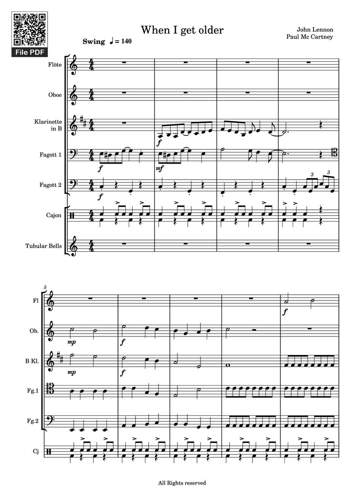 Page 1 of the piano sheet music PDF - When I get older Violin by John Lennon