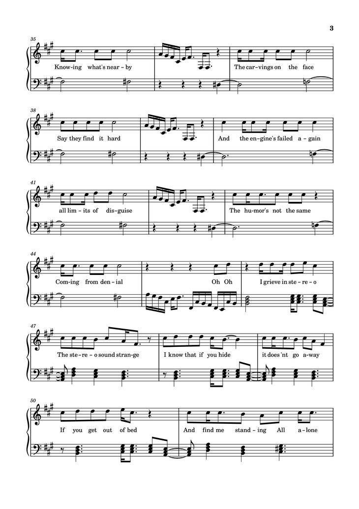 Page 3 of the piano sheet music PDF Piano - Little Dark Age Piano by Orininal song by MGMT