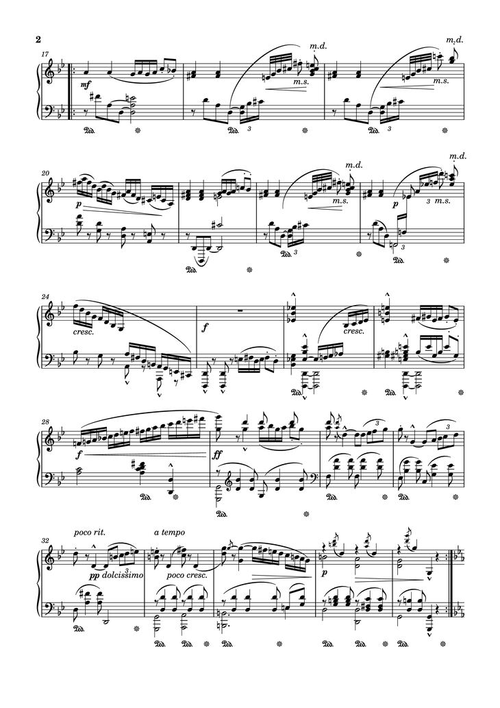 Page 2 of the piano sheet music PDF Piano - Arabesque No. 1 in G Minor Piano by Cécile Chaminade