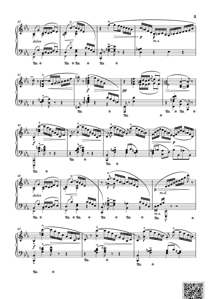 Page 3 of the piano sheet music PDF Piano - Arabesque No. 1 in G Minor Piano by Cécile Chaminade