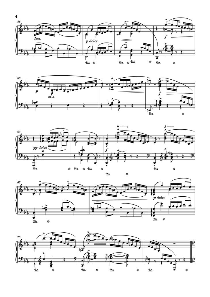 Page 4 of the piano sheet music PDF Piano - Arabesque No. 1 in G Minor Piano by Cécile Chaminade