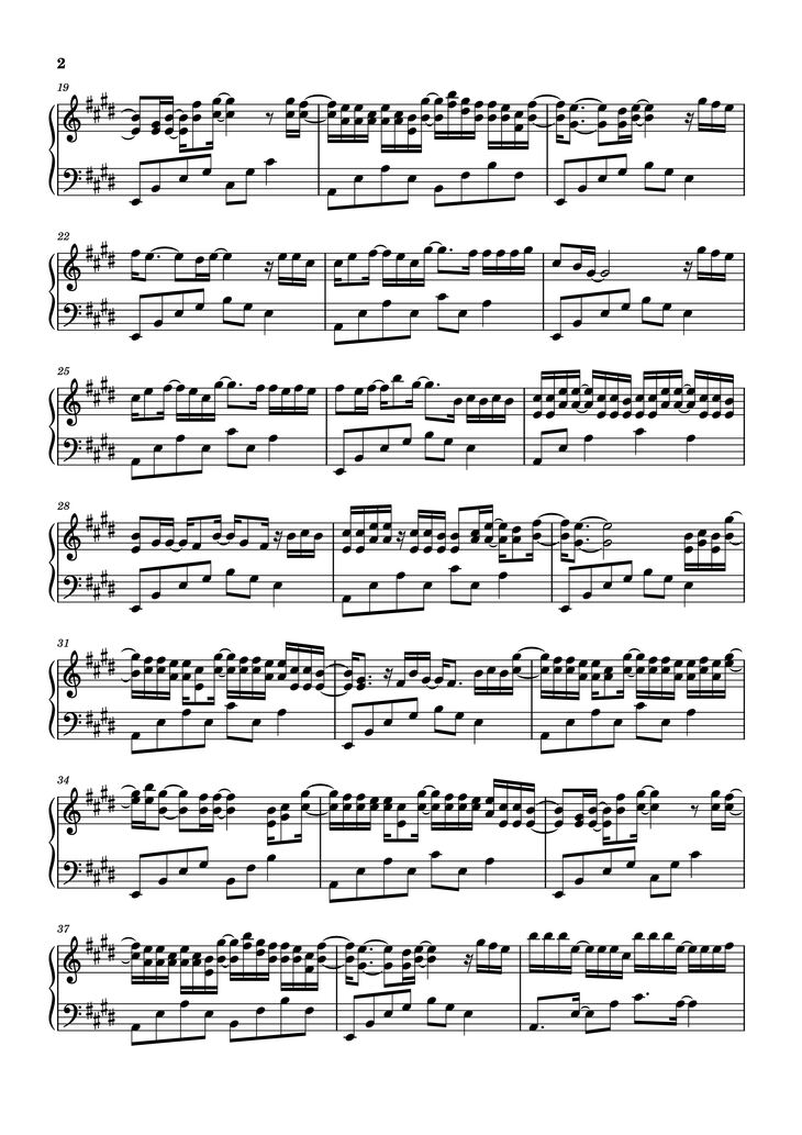 Page 2 of the piano sheet music PDF Piano - 卧室巨星 Teens In Times Piano by 时代少年团