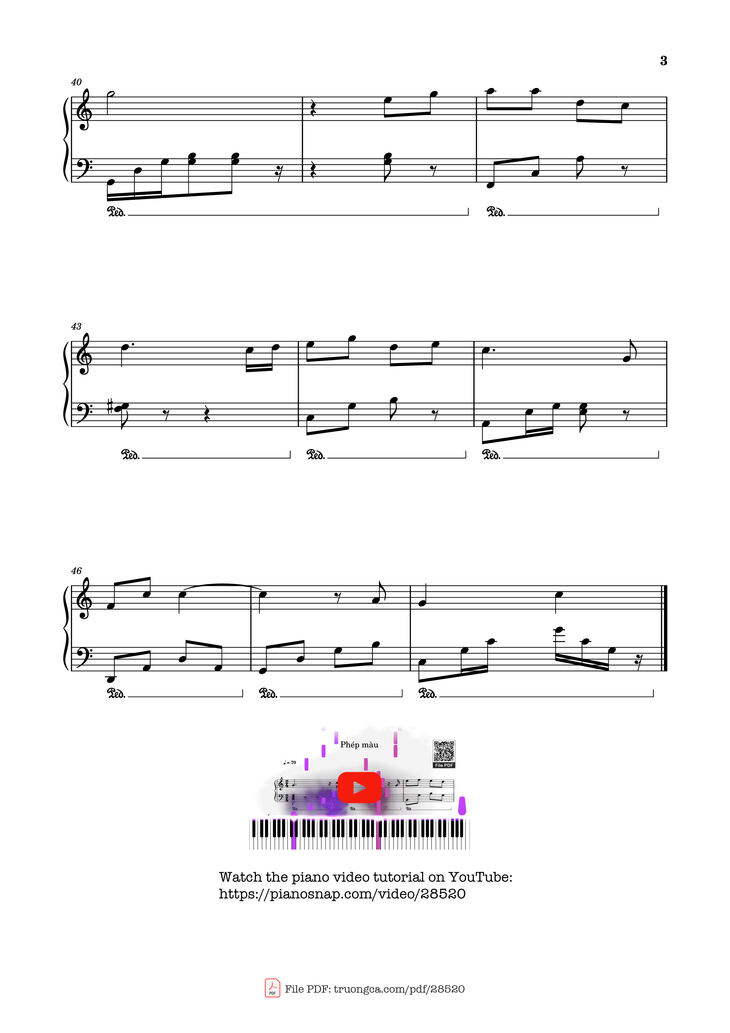 Page 3 of the piano sheet music PDF Piano - Phép màu Piano by MAYDAYs