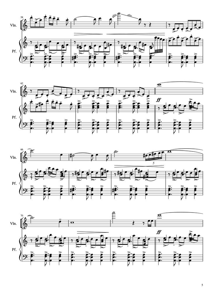 Page 5 of the piano sheet music PDF Piano - Libertango Piano vs Violin by Astor Piazzolla