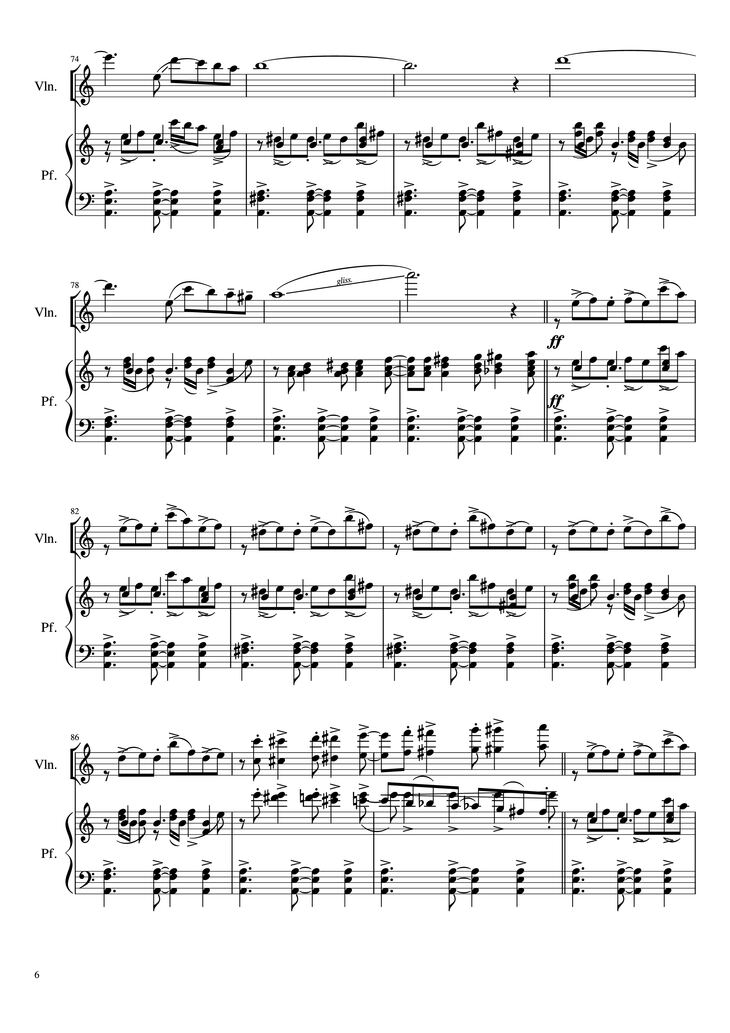 Page 6 of the piano sheet music PDF Piano - Libertango Piano vs Violin by Astor Piazzolla