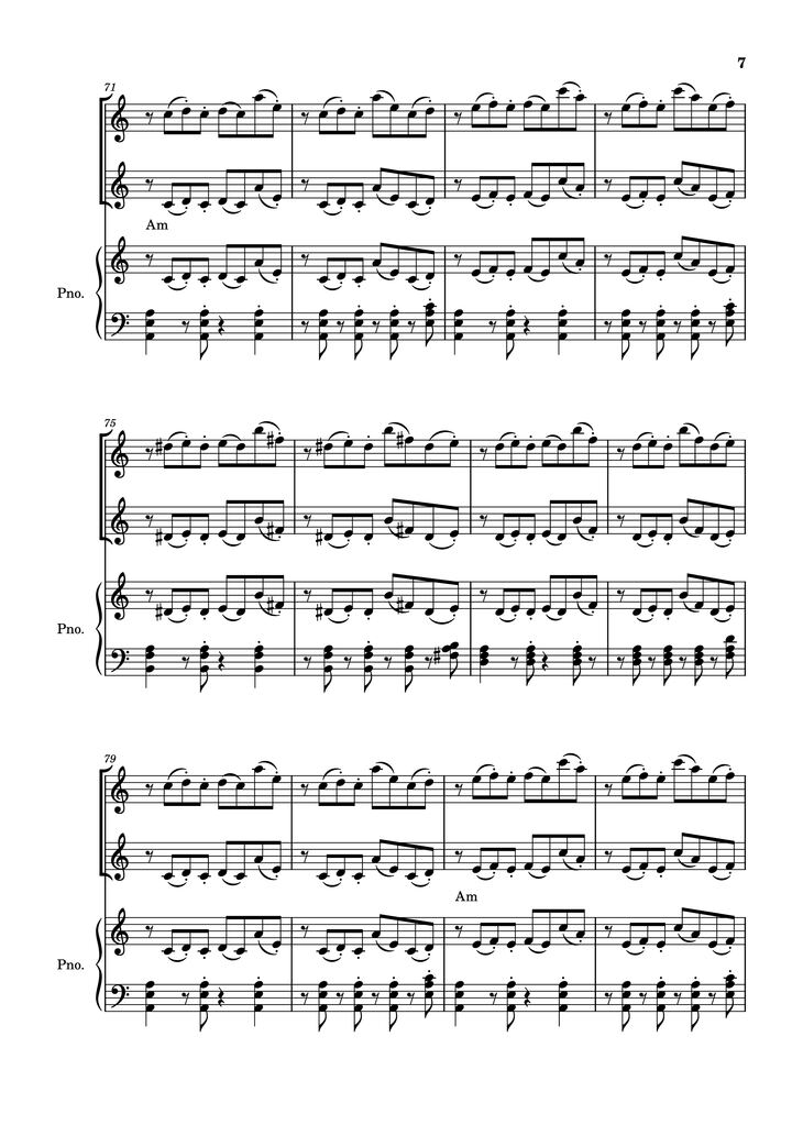 Page 7 of the piano sheet music PDF Piano - Libertango Piano vs 2 violins by Astor Piazzola