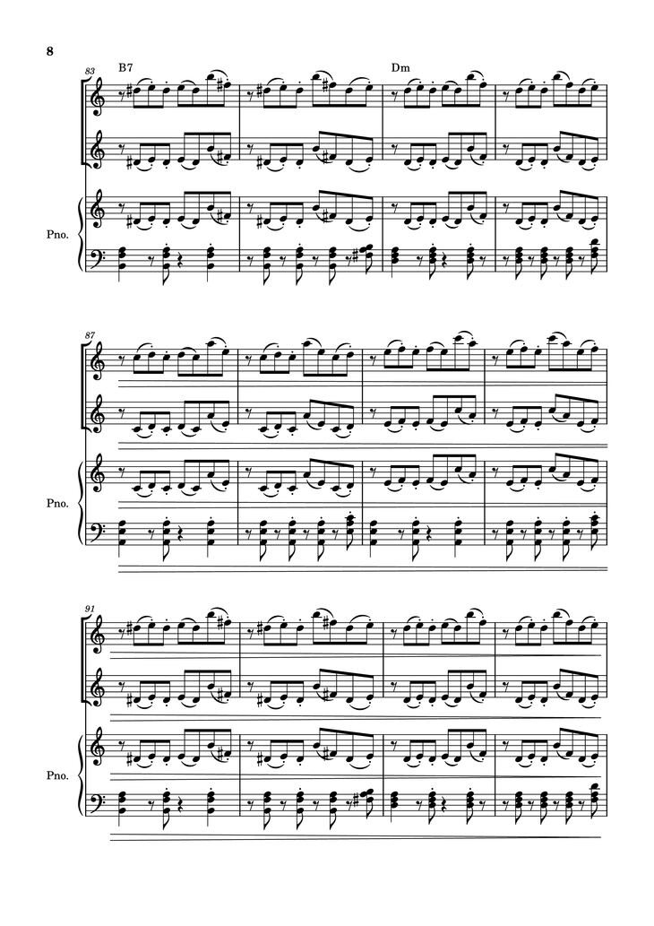Page 8 of the piano sheet music PDF Piano - Libertango Piano vs 2 violins by Astor Piazzola
