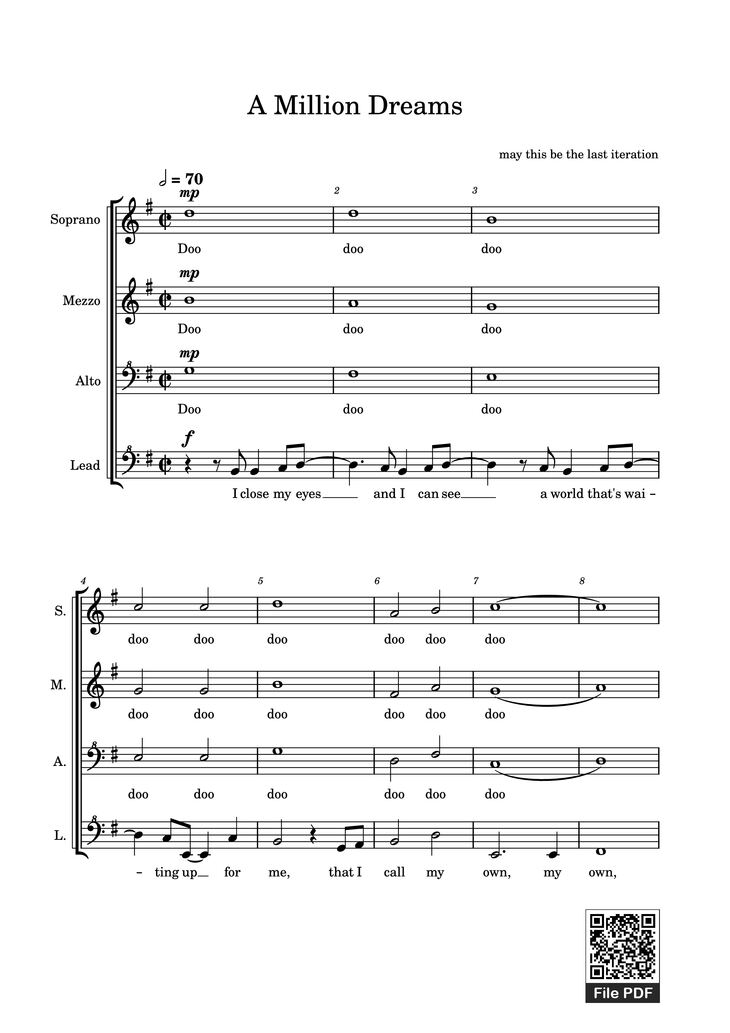 Page 1 of the piano sheet music PDF Piano - A Million Dreams Piano by EaTeN4l1v3