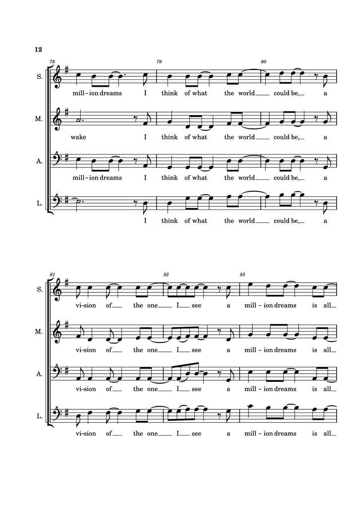 Page 12 of the piano sheet music PDF Piano - A Million Dreams Piano by EaTeN4l1v3