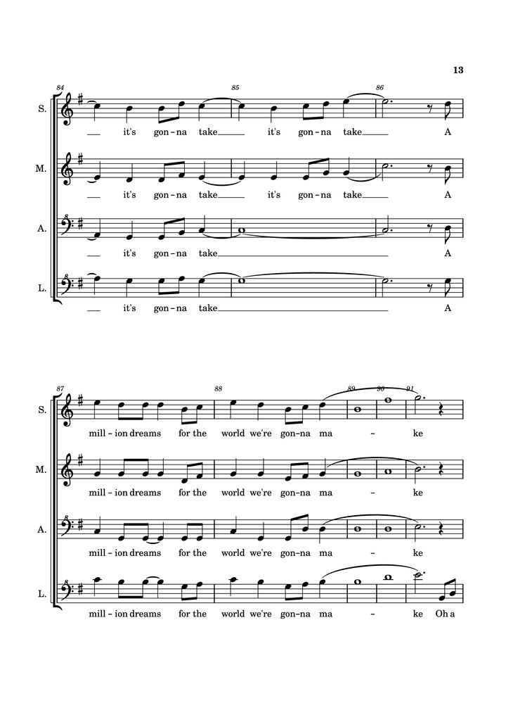 Page 13 of the piano sheet music PDF Piano - A Million Dreams Piano by EaTeN4l1v3