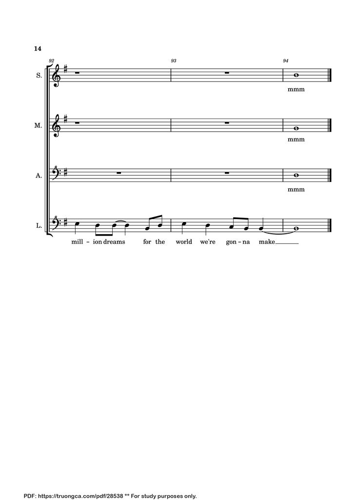 Page 14 of the piano sheet music PDF Piano - A Million Dreams Piano by EaTeN4l1v3