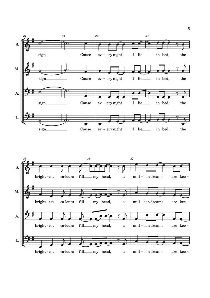 Page 5 of the piano sheet music PDF Piano - A Million Dreams Piano by EaTeN4l1v3