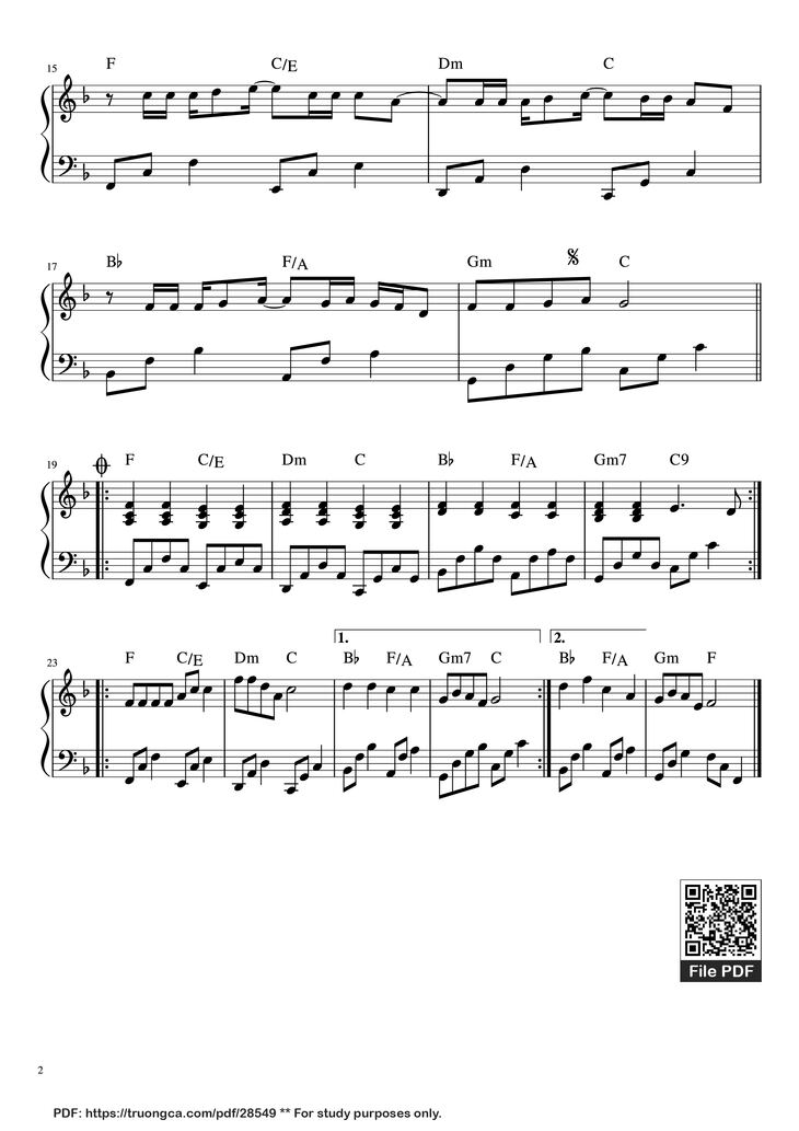 Page 2 of the piano sheet music PDF Piano - Đi về nhà Piano by Đen Vâu