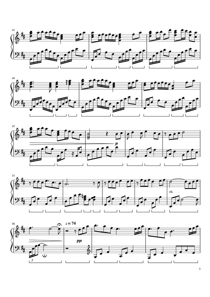 Page 3 of the piano sheet music PDF Piano - Windy Hill Piano by 羽肿