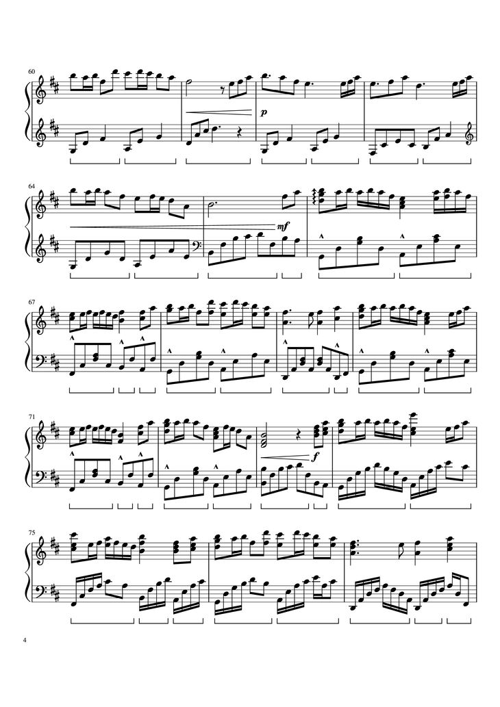 Page 4 of the piano sheet music PDF Piano - Windy Hill Piano by 羽肿