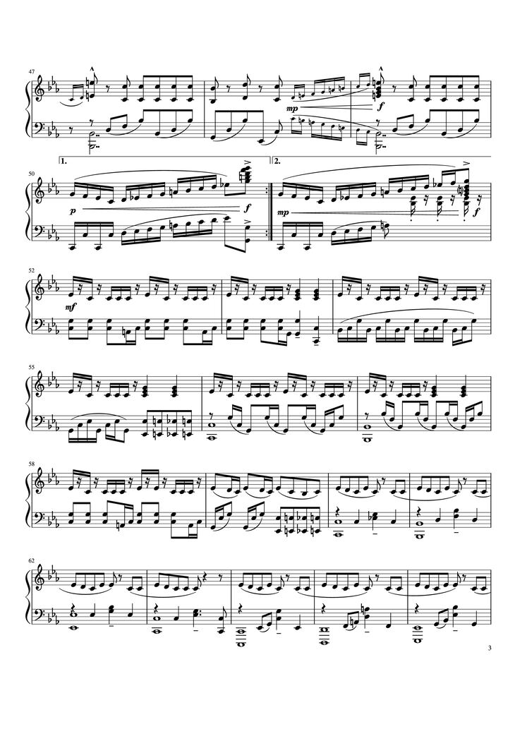 Page 3 of the piano sheet music PDF Piano - Bang Bang Piano by Ariana Grande