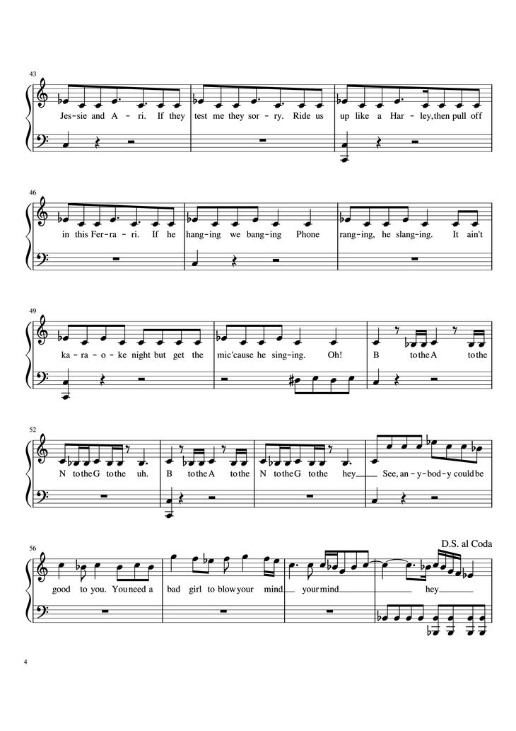 Page 4 of the piano sheet music PDF Piano - Bang Bang Piano (Easy) by Jessie J