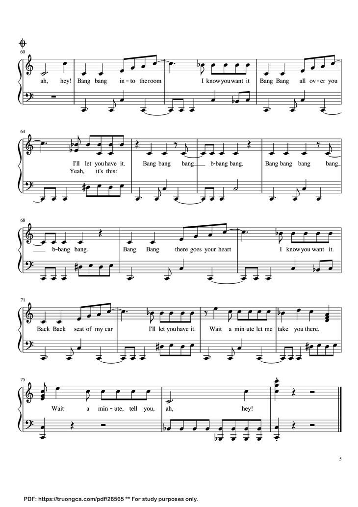Page 5 of the piano sheet music PDF Piano - Bang Bang Piano (Easy) by Jessie J