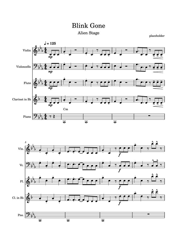 Page 1 of the piano sheet music PDF Piano - Blink Gone Piano by Placeholder