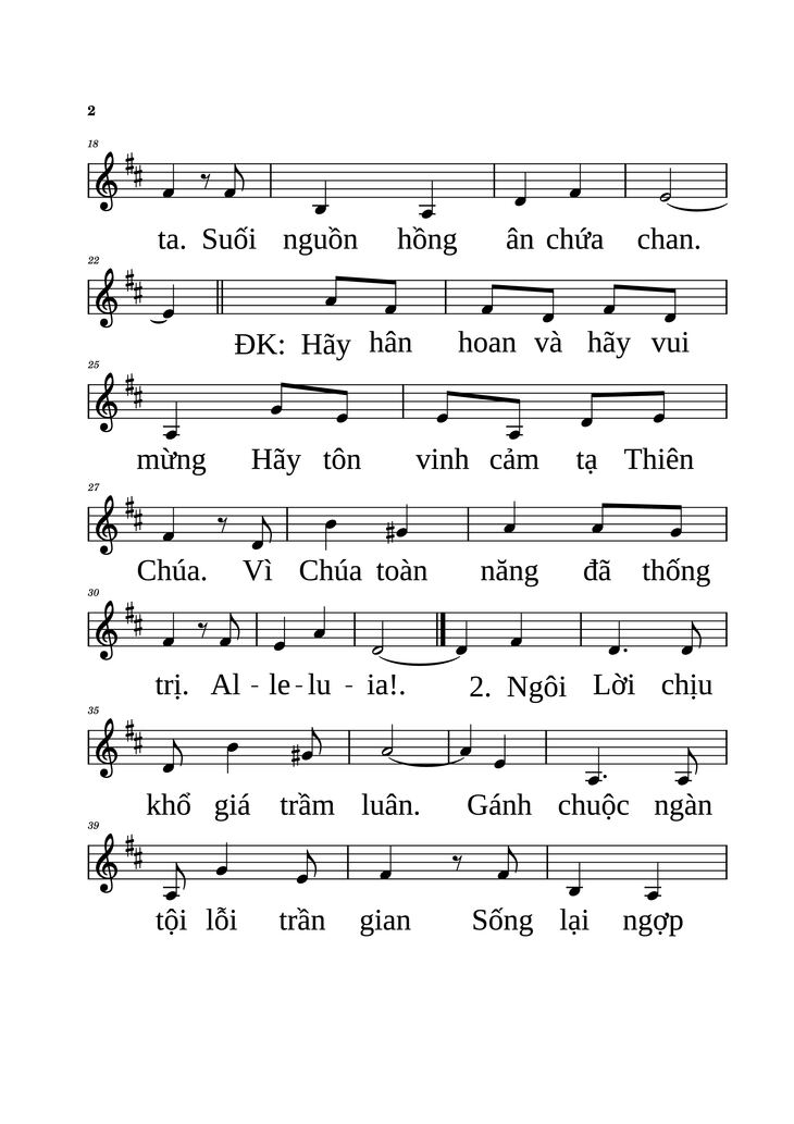 Page 2 of the piano sheet music PDF - Hãy hân hoan by Ngọc Linh