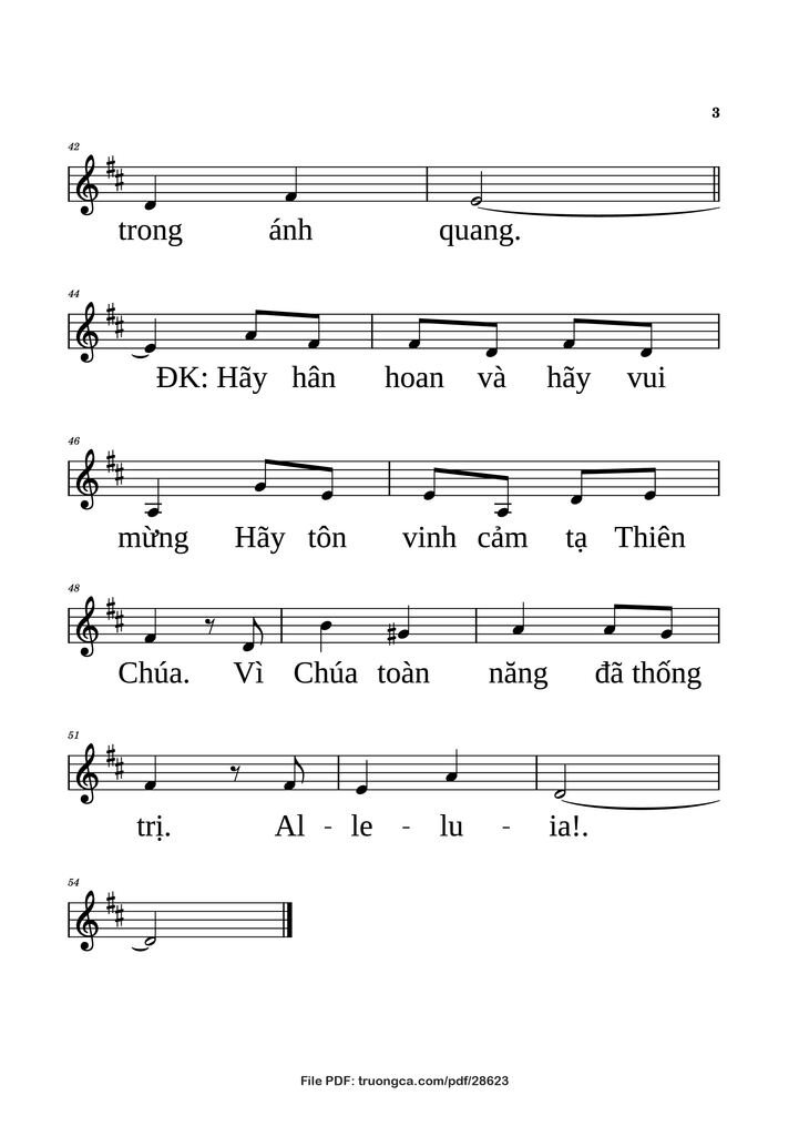 Page 3 of the piano sheet music PDF - Hãy hân hoan by Ngọc Linh