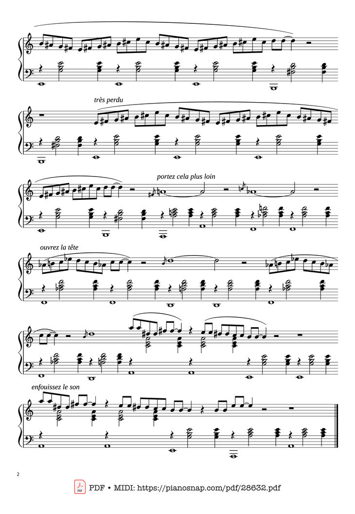 Page 2 of the piano sheet music PDF Piano - Gnossienne No. 3 by Erik Satie