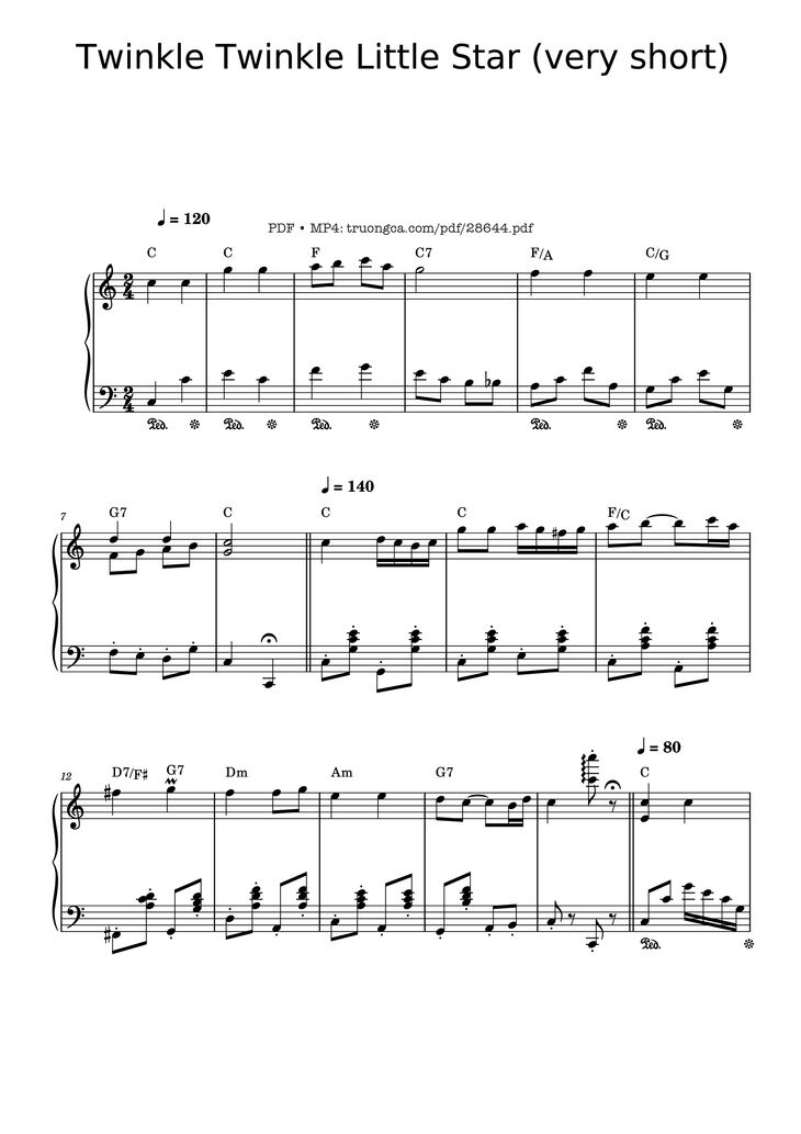 Page 1 of the piano sheet music PDF Piano - Twinkle Twinkle Little Star by Jane Taylor