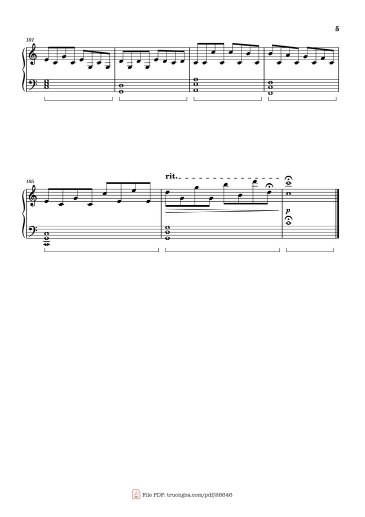 Page 5 of the piano sheet music PDF Piano - FOUR LETTERS Piano by Arr.: Dave