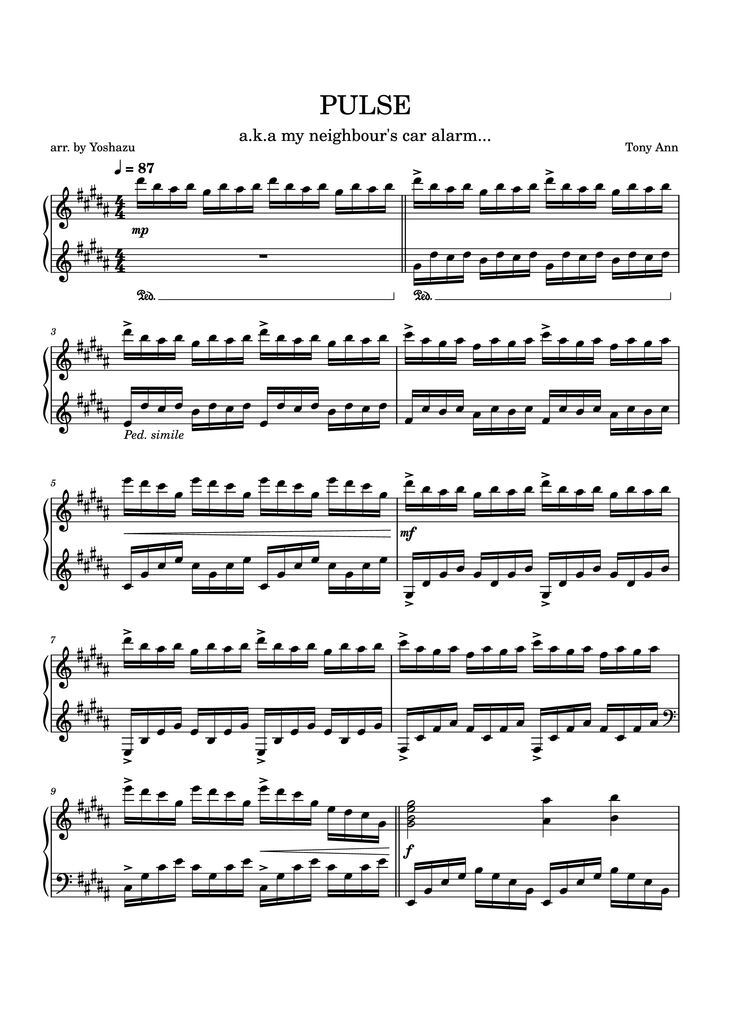 Page 1 of the piano sheet music PDF Piano - PULSE Piano by Tony Ann